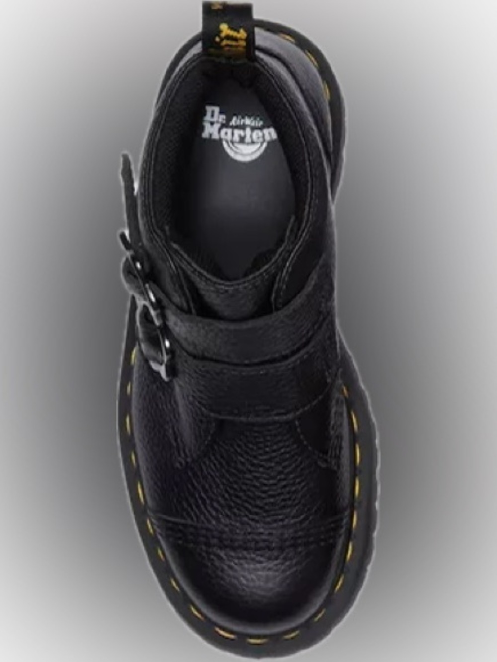 Dr. Martens Devon Flower Buckle Black Leather Platform Ankle Bounce Boots - Picture 4 of 4